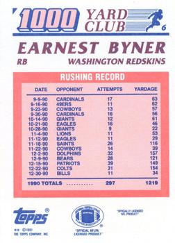 1991 Topps - 1000 Yard Club #6 Earnest Byner Back