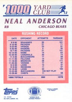 1991 Topps - 1000 Yard Club #12 Neal Anderson Back