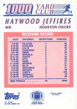 1991 Topps - 1000 Yard Club #13 Haywood Jeffires Back