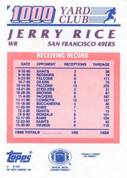 1991 Topps - 1000 Yard Club #1 Jerry Rice Back