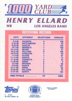 1991 Topps - 1000 Yard Club #4 Henry Ellard Back