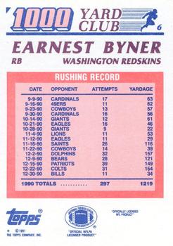 1991 Topps - 1000 Yard Club #6 Earnest Byner Back