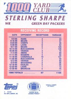 1991 Topps - 1000 Yard Club #10 Sterling Sharpe Back