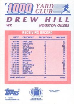 1991 Topps - 1000 Yard Club #15 Drew Hill Back