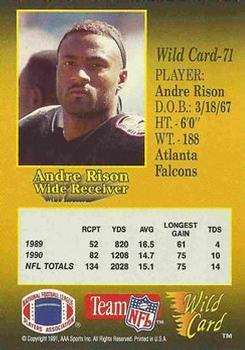 1991 Wild Card - 100 Stripe #71 Andre Rison Back