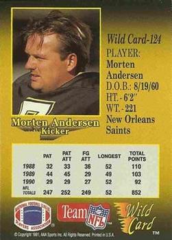 1991 Wild Card - 100 Stripe #124 Morten Andersen Back