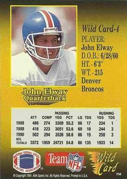 1991 Wild Card - 1000 Stripe #4 John Elway Back