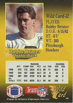 1991 Wild Card - 50 Stripe #52 Bubby Brister Back