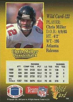 1991 Wild Card - 50 Stripe #123 Chris Miller Back