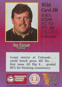 1991 Wild Card Draft - 10 Stripe #108 Joe Garten Back