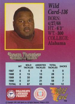 1991 Wild Card Draft - 10 Stripe #136 George Thornton Back