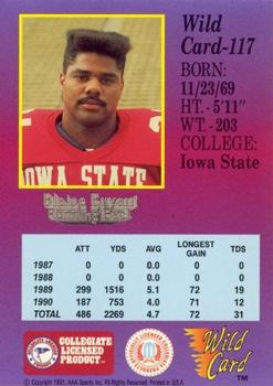 1991 Wild Card Draft - 100 Stripe #117 Blaise Bryant Back