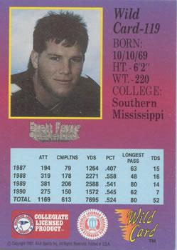 1991 Wild Card Draft - 100 Stripe #119 Brett Favre Back