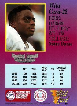 1991 Wild Card Draft - 1000 Stripe #22 Rocket Ismail Back