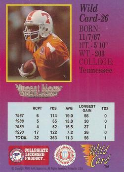1991 Wild Card Draft - 1000 Stripe #26 Vince Moore Back