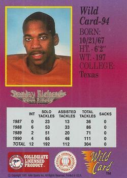 1991 Wild Card Draft - 1000 Stripe #94 Stanley Richard Back