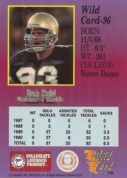 1991 Wild Card Draft - 1000 Stripe #96 Bob Dahl Back