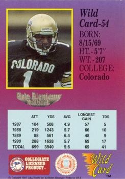 1991 Wild Card Draft - 20 Stripe #54 Eric Bieniemy Back
