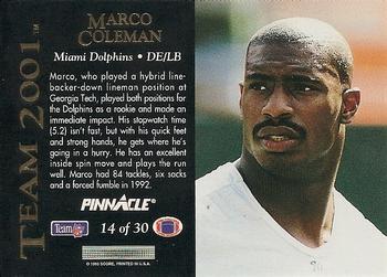 1993 Pinnacle - Team 2001 #14 Marco Coleman Back