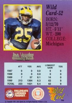 1991 Wild Card Draft - 5 Stripe #52 Jon Vaughn Back