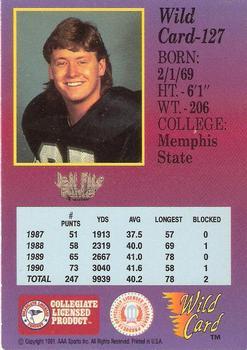 1991 Wild Card Draft - 50 Stripe #127 Jeff Fite Back