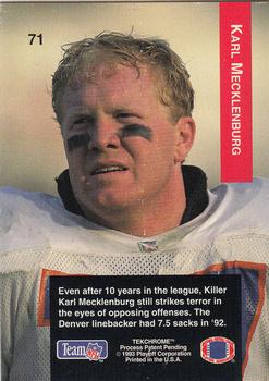 1993 Playoff #71 Karl Mecklenburg Back