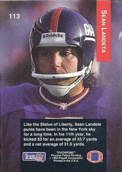 1993 Playoff #113 Sean Landeta Back