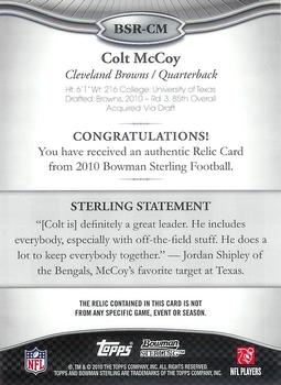 2010 Bowman Sterling #BSR-CM Colt McCoy  Back