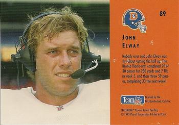 1993 Playoff Contenders #89 John Elway Back