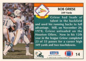1992 Pacific - Bob Griese #14 Bob Griese Back