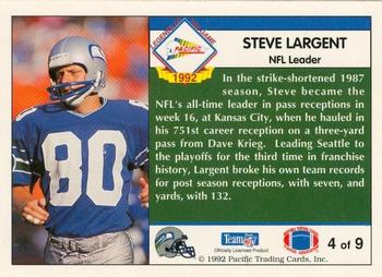 1992 Pacific - Steve Largent #4 Steve Largent Back