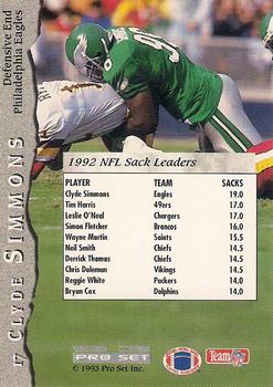 1993 Pro Set #17 Clyde Simmons Back