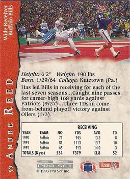 1993 Pro Set #50 Andre Reed Back
