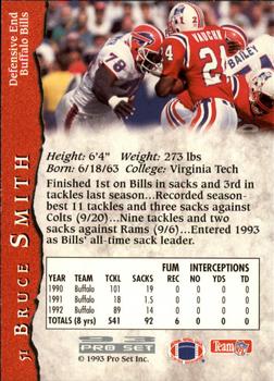 1993 Pro Set #51 Bruce Smith Back