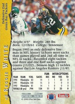 1993 Pro Set #158 Reggie White Back