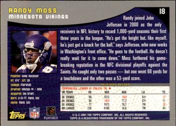 2001 Topps - Topps Collection #18 Randy Moss Back