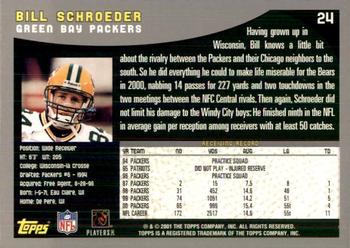 2001 Topps - Topps Collection #24 Bill Schroeder Back