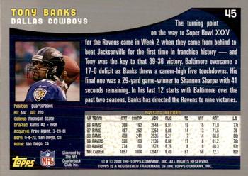 2001 Topps - Topps Collection #45 Tony Banks Back