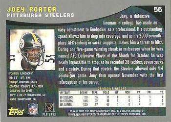 2001 Topps - Topps Collection #56 Joey Porter Back