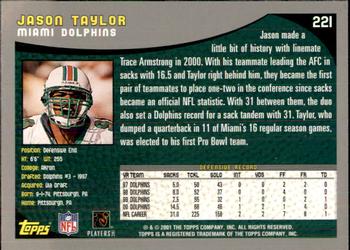 2001 Topps - Topps Collection #221 Jason Taylor Back