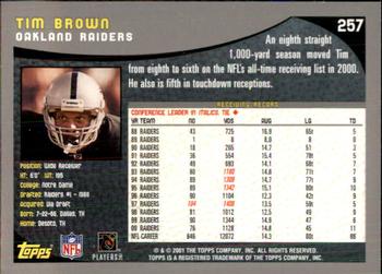 2001 Topps - Topps Collection #257 Tim Brown Back