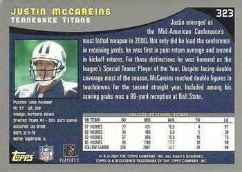 2001 Topps - Topps Collection #323 Justin McCareins Back