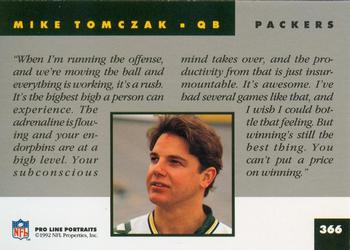 1992 Pro Line Portraits #366 Mike Tomczak Back