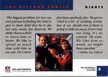 1992 Pro Line Portraits - Collectibles #5 Gifford Family Back