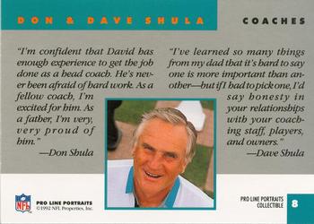 1992 Pro Line Portraits - Collectibles #8 Don Shula / David Shula Back
