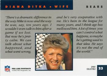 1992 Pro Line Portraits - Wives #23 Diana Ditka Back