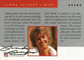 1992 Pro Line Portraits - Wives Autographs #NNO Linda Seifert Back