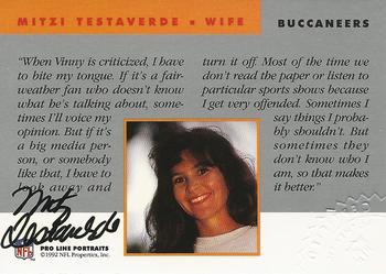 1992 Pro Line Portraits - Wives Autographs #NNO Mitzi Testaverde Back