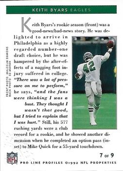 1992 Pro Line Profiles - Autographs #NNO Keith Byars Back