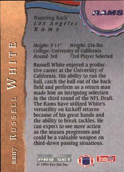 1993 Pro Set - Rookie Running Backs #RRB7 Russell White Back